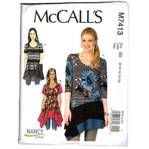 McCall's M7413 Misses 8 to 16 Tunic Tops Asymmetrical Hem Uncut Sewing Pattern